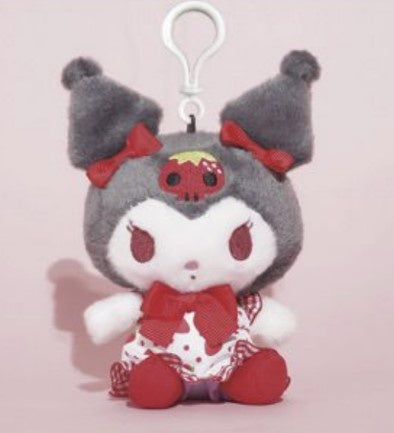 Strawberry Dress Kuromi Clip On Plush Mascot