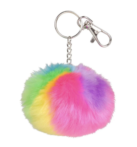 3 Inch Rainbow Furry Pom Pom Clip-on Charm