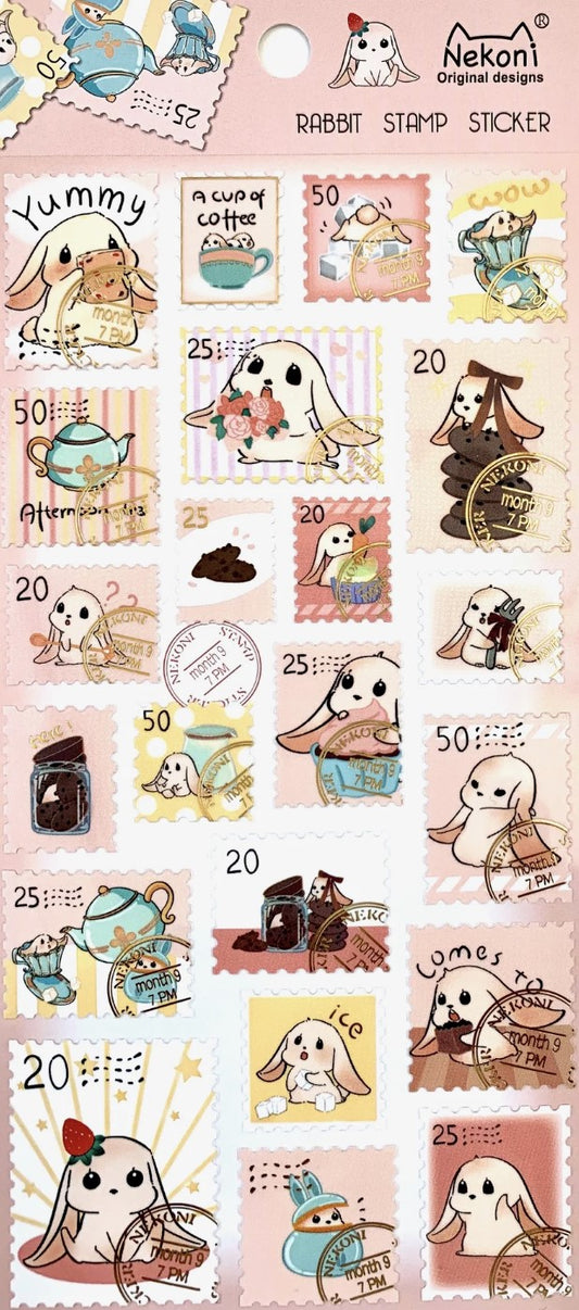 Nekoni Cute Rabbit Stamp Stickers