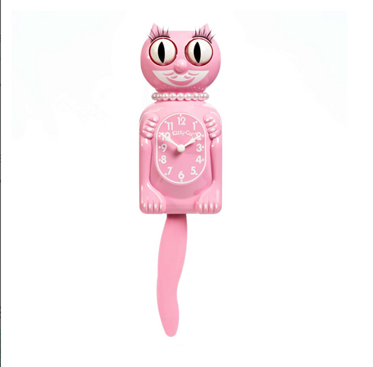 Clock Kit Cat Klock Small Pink Satin Lady