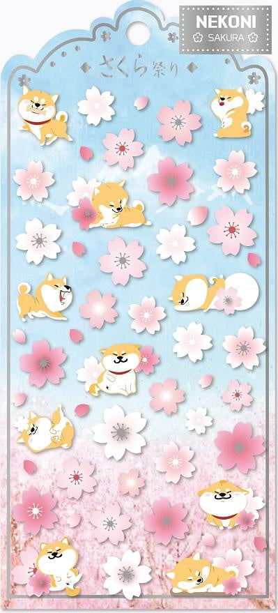 Sakura Shiba Dog Nekoni Stickers