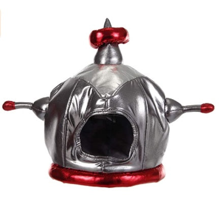 Space Man Helmet Silver and Red Plush Hat