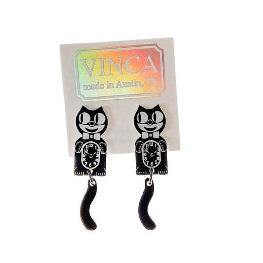 Kit Kat Clock Earrings Black