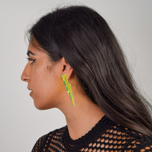 Earrings Chunky Bolts Transparent Green