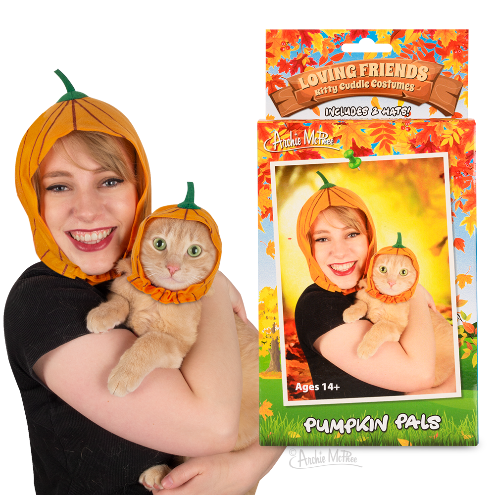 Loving Friends Cat and Human Pumpkin Hat Set