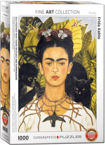 Self Portrait with Thorn Necklace and Hummingbird by Frida Kahlo 1000 Piece Puzzle