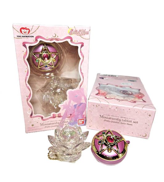 Sailor Moon Transformation Compact w Crystal Shokugan Miniaturely Tablet SET