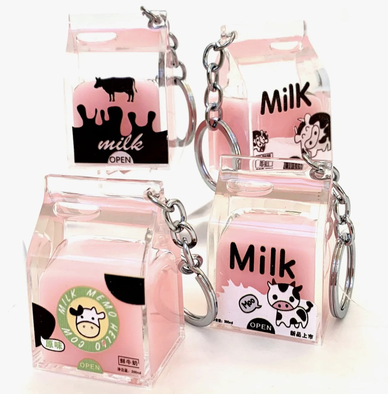 Pink Milk Carton Charm Key Chain