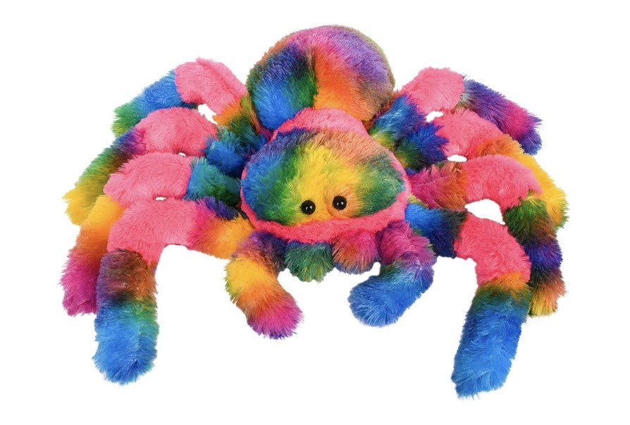 Rainbow Splatter Spider Plush 8in