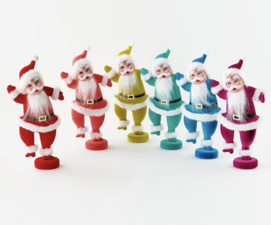 Retro Flocked Dancing Santa 14.5 in