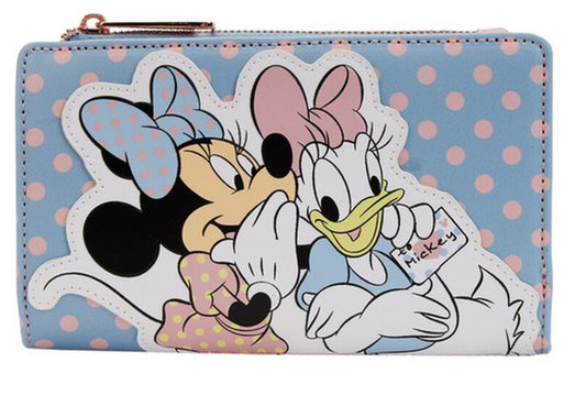 Disney Minnie Daisy Pastel Color Block Dots Flap Wallet