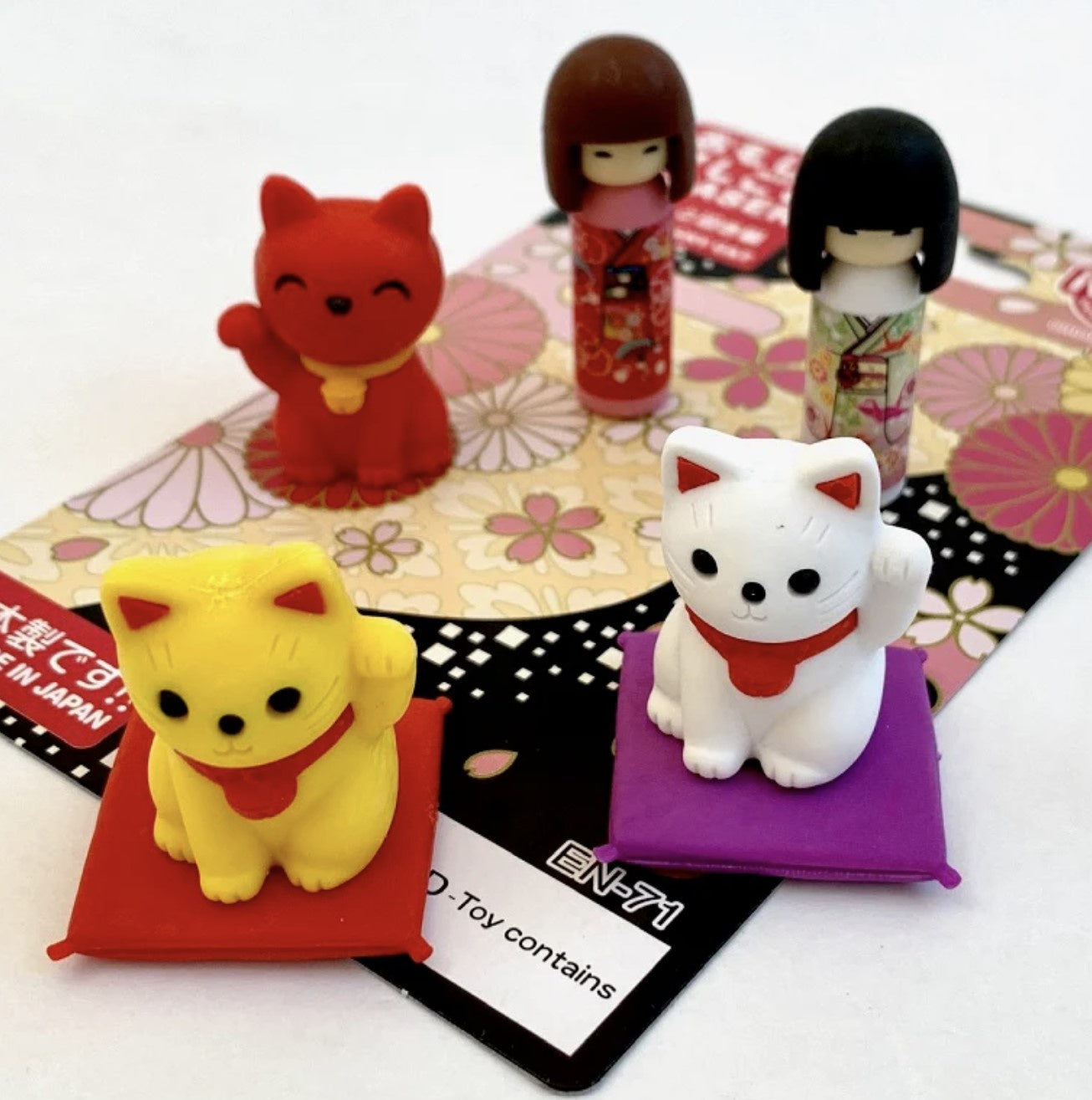 Eraser Doll and Cat Card Set Iwako
