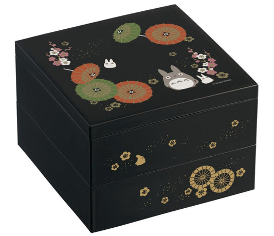 Totoro Traditional Japanese Lacquer Ware 2 Tier Bento Box