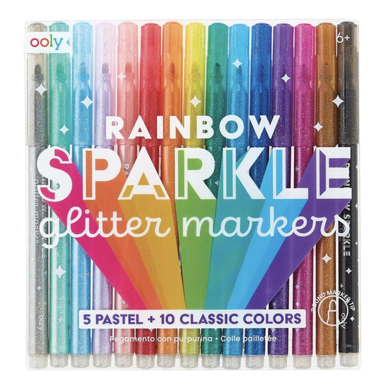 Rainbow Sparkle Glitter Markers - Set of 15