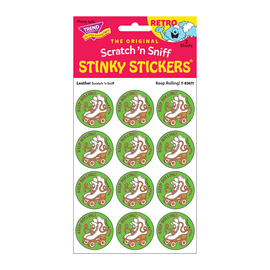 Scratch 'n Sniff Stinky Stickers Leather Keep Rolling!