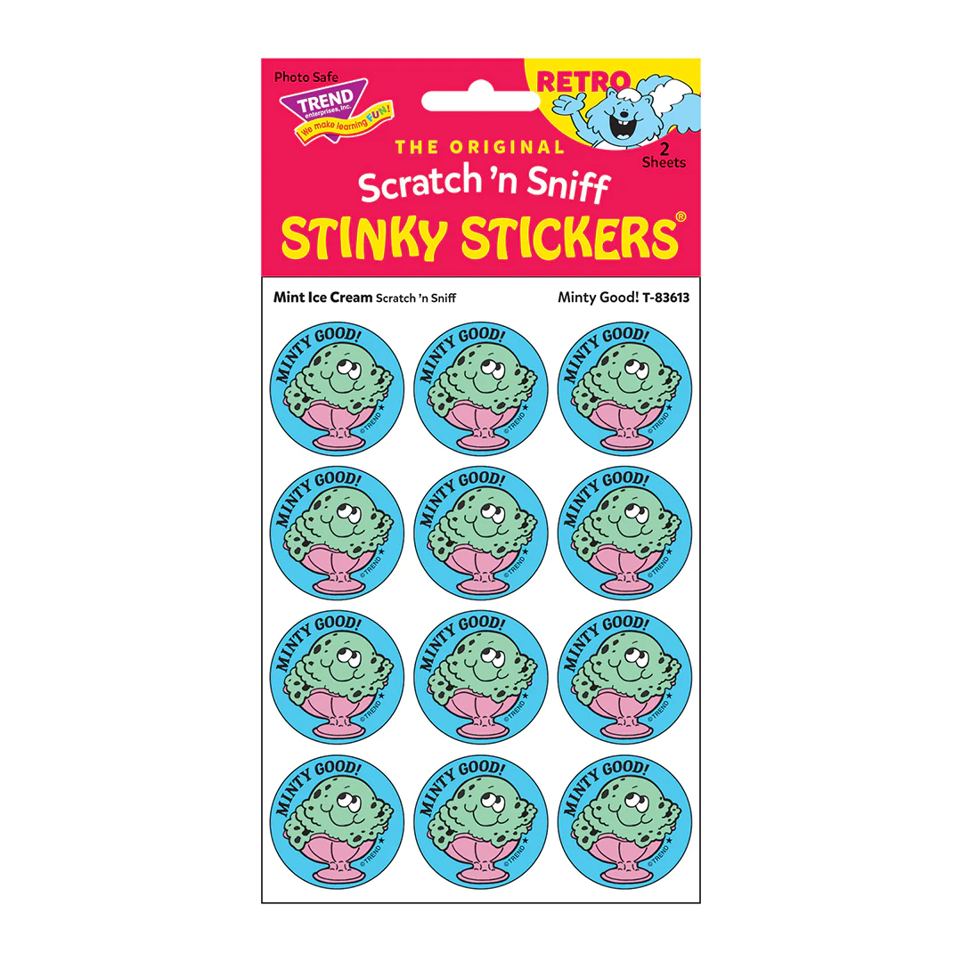 Scratch 'n Sniff Stinky Stickers Mint Ice Cream Minty Good!