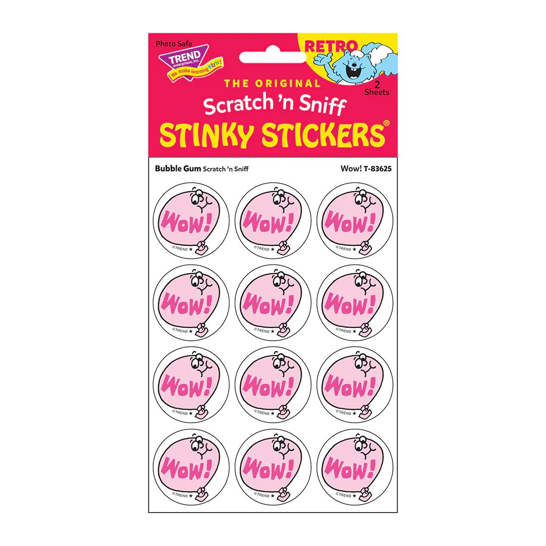 Scratch 'n Sniff Stinky Stickers Bubble Gum Wow!