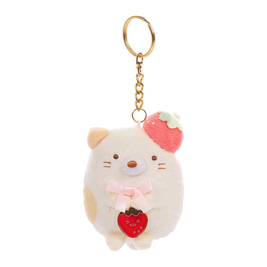 Sumikkogurashi Neko Strawberry Keychain 3in Keychain Plush