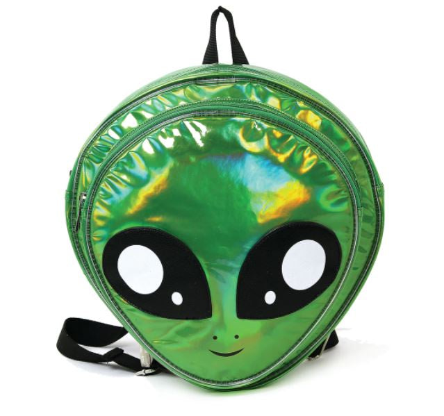 Backpack Alien Head Vinyl Green / Silver