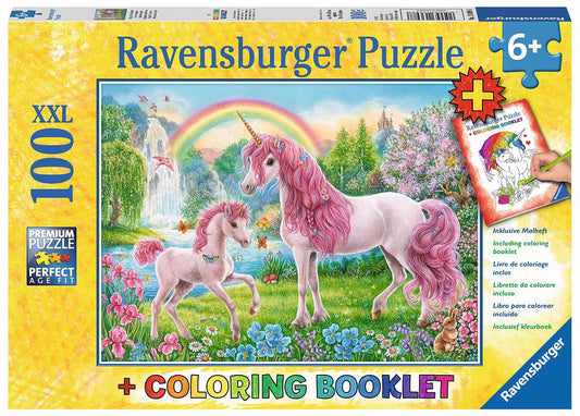 Magical Unicorns plus Coloring Booklet 100 Piece Puzzle